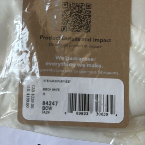 Patagonia Women's‎ Nano Puff Vest Jacket Medium Birch White Nwt - Picture 8 of 8